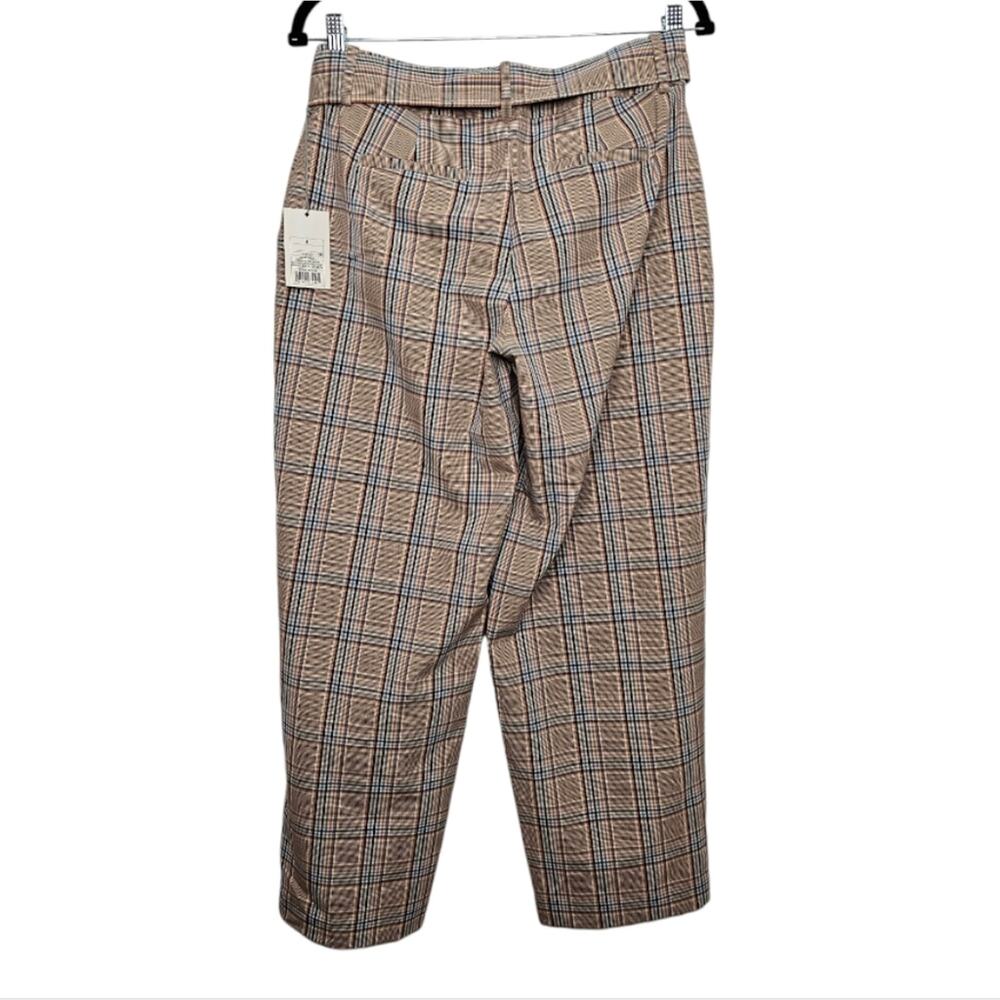 A New Day Plaid High Rise Tie Waist Stretch Paints with Tapered Ankles Size 4 - Picture 3 of 9